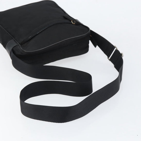 PRADA Schoudertas Nylon Zwart Zilver Authentiek 154524
