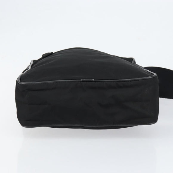 PRADA Schoudertas Nylon Zwart Zilver Authentiek 154524