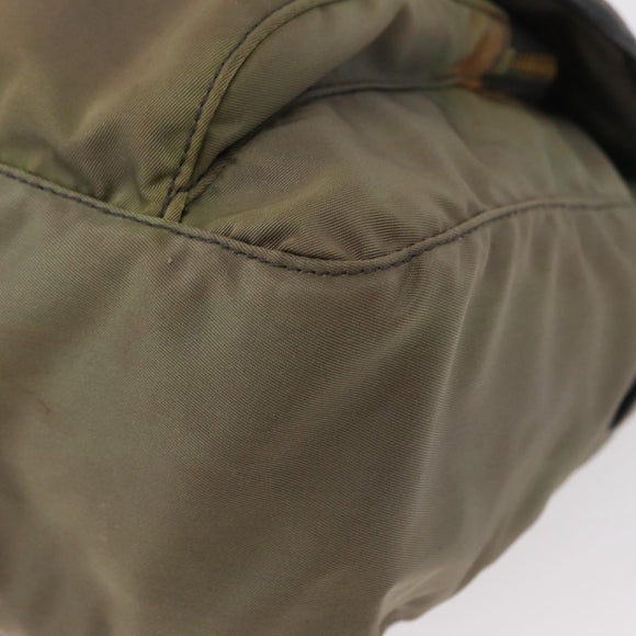 PRADA Shoulder Bag Nylon Khaki Gold Auth 154525