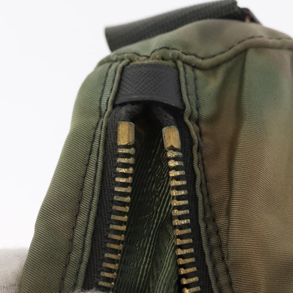 PRADA Shoulder Bag Nylon Khaki Gold Auth 154525