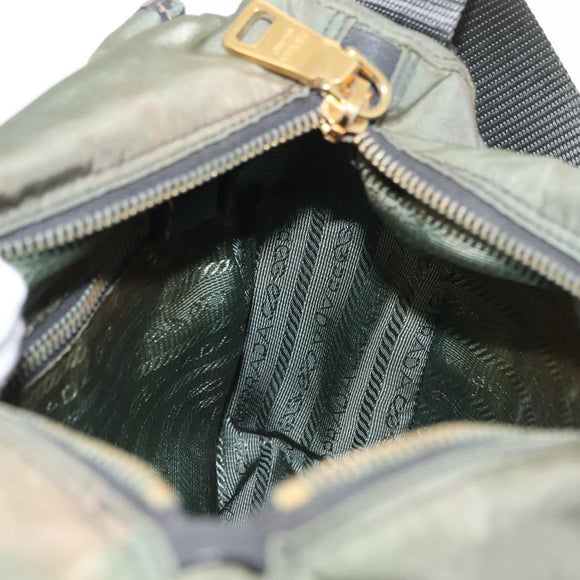 PRADA Shoulder Bag Nylon Khaki Gold Auth 154525