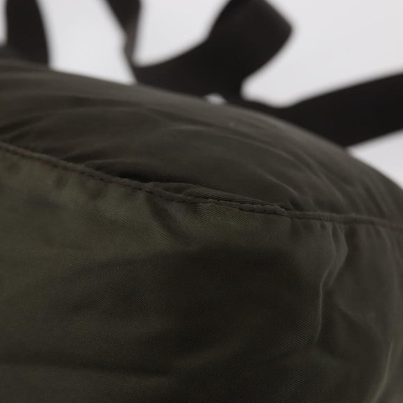 PRADA Shoulder Bag Nylon Khaki Silver Auth 154526