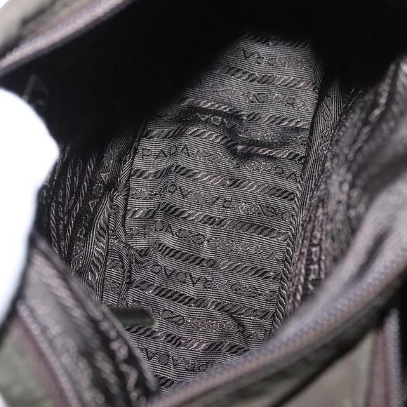 PRADA Shoulder Bag Nylon Khaki Silver Auth 154526