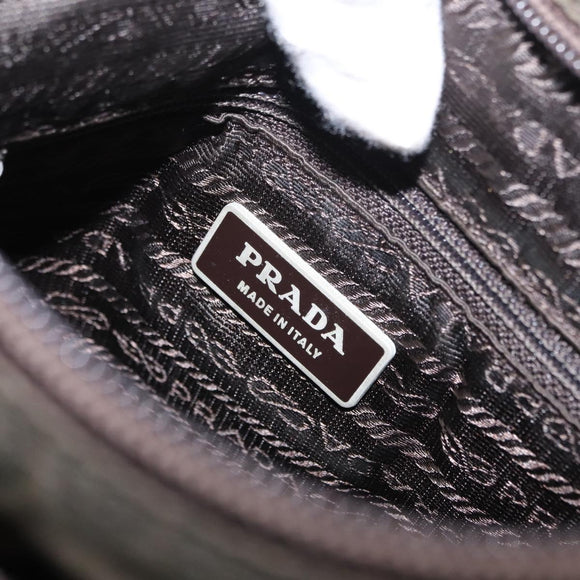 PRADA Shoulder Bag Nylon Khaki Silver Auth 154526