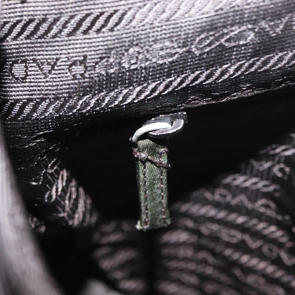 PRADA Shoulder Bag Nylon Khaki Silver Auth 154526