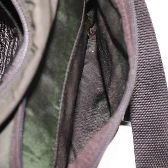 PRADA Shoulder Bag Nylon Khaki Silver Auth 154526