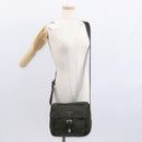 PRADA Shoulder Bag Nylon Khaki Silver Auth 154526-28
