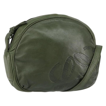 LOEWE Anagram Shoulder Bag Leather Green Auth 154527