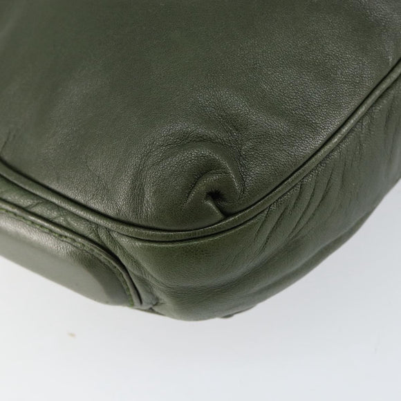 LOEWE Anagram Shoulder Bag Leather Green Auth 154527