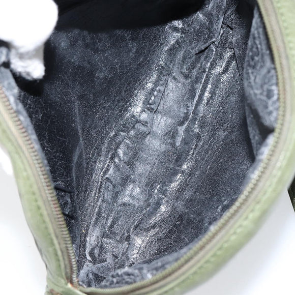 LOEWE Anagram Shoulder Bag Leather Green Auth 154527