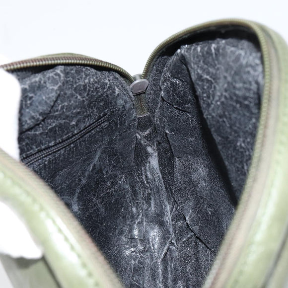 LOEWE Anagram Shoulder Bag Leather Green Auth 154527