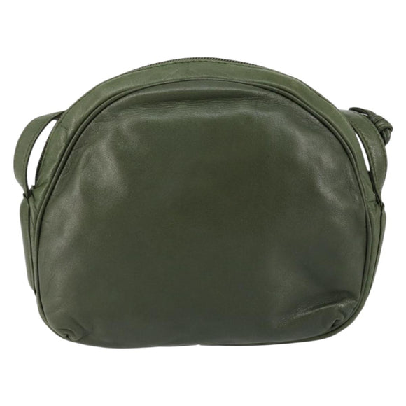 LOEWE Anagram Shoulder Bag Leather Green Auth 154527