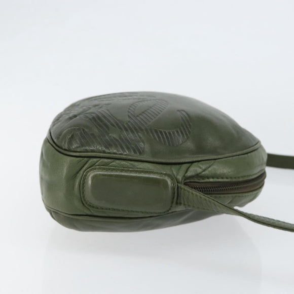 LOEWE Anagram Shoulder Bag Leather Green Auth 154527