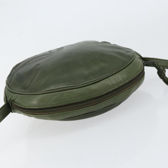 LOEWE Anagram Shoulder Bag Leather Green Auth 154527