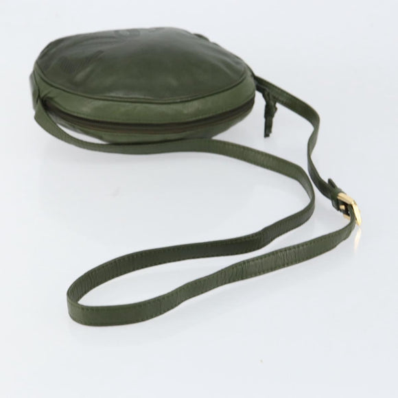 LOEWE Anagram Shoulder Bag Leather Green Auth 154527