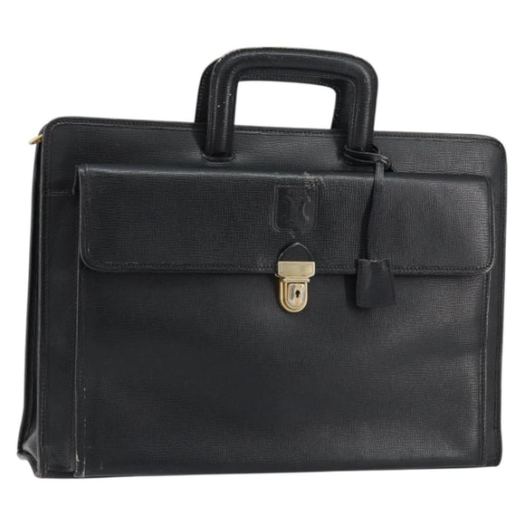 CELINE Hand Bag Leather Black Gold Auth 154528