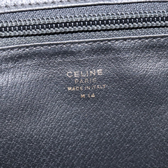 CELINE Hand Bag Leather Black Gold Auth 154528