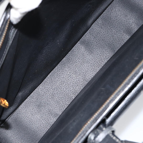 CELINE Hand Bag Leather Black Gold Auth 154528