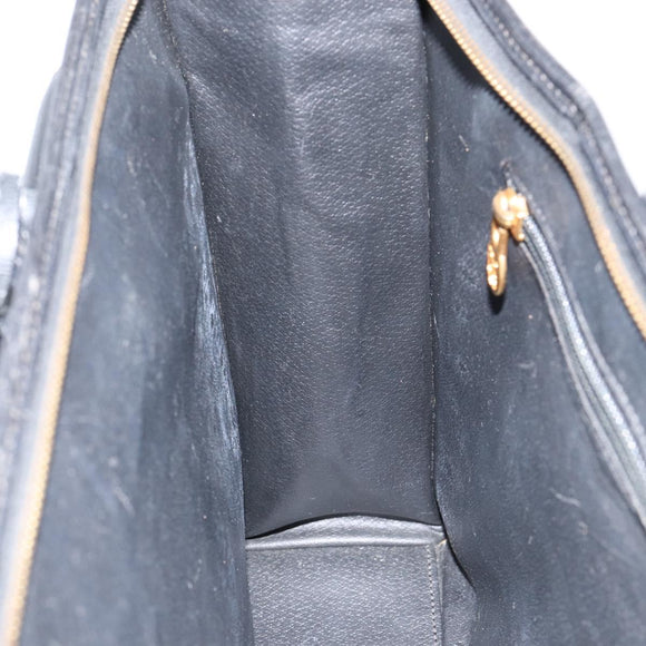 CELINE Hand Bag Leather Black Gold Auth 154528
