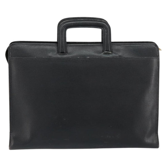 CELINE Hand Bag Leather Black Gold Auth 154528