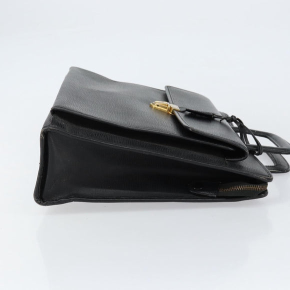 CELINE Hand Bag Leather Black Gold Auth 154528