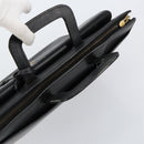 CELINE Hand Bag Leather Black Gold Auth 154528-6