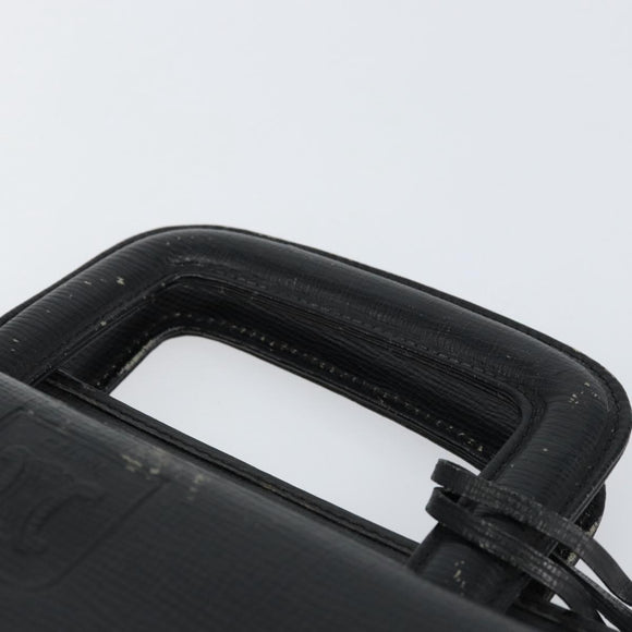 CELINE Hand Bag Leather Black Gold Auth 154528