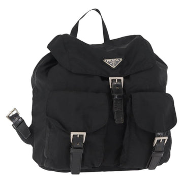 PRADA Backpack Nylon Black Silver Auth 154529