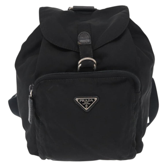 PRADA Backpack Nylon Black Silver Auth 154530