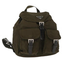 PRADA Backpack Nylon Khaki Silver Auth 154531-1