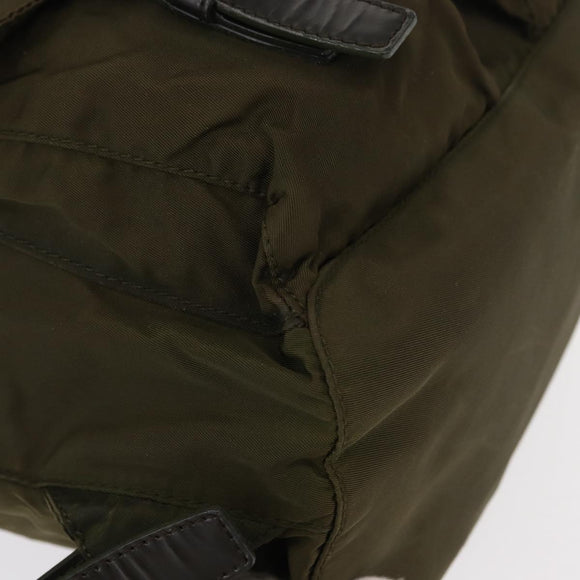 PRADA Backpack Nylon Khaki Silver Auth 154531