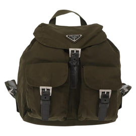 PRADA Backpack Nylon Khaki Silver Auth 154531 - 0