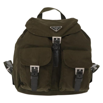 PRADA Backpack Nylon Khaki Silver Auth 154531 - 0