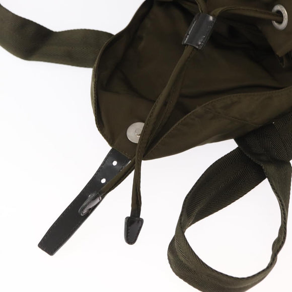 PRADA Backpack Nylon Khaki Silver Auth 154531