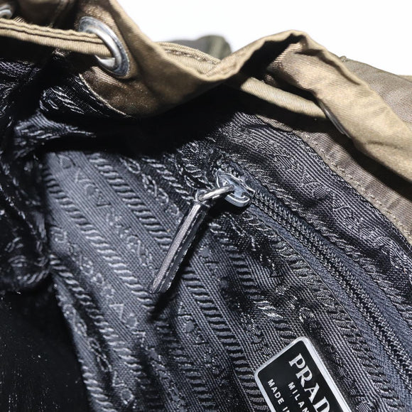 PRADA Backpack Nylon Khaki Silver Auth 154531