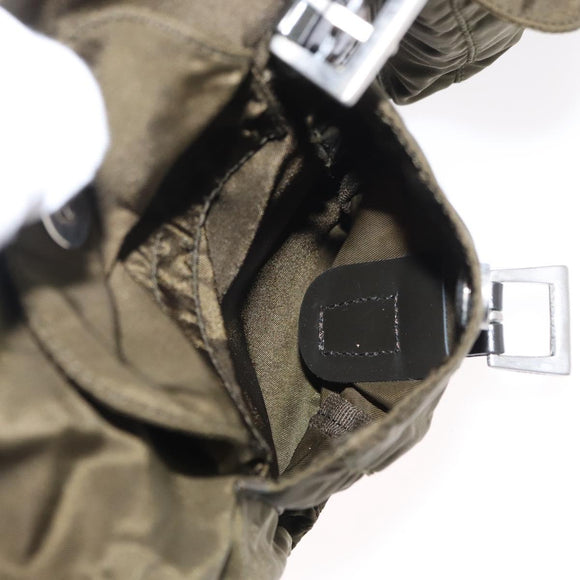 PRADA Backpack Nylon Khaki Silver Auth 154531