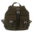 PRADA Backpack Nylon Khaki Silver Auth 154531-13
