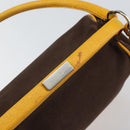 PRADA Hand Bag Canvas Yellow Brown Auth 154533-18