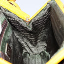 PRADA Hand Bag Canvas Yellow Brown Auth 154533-22