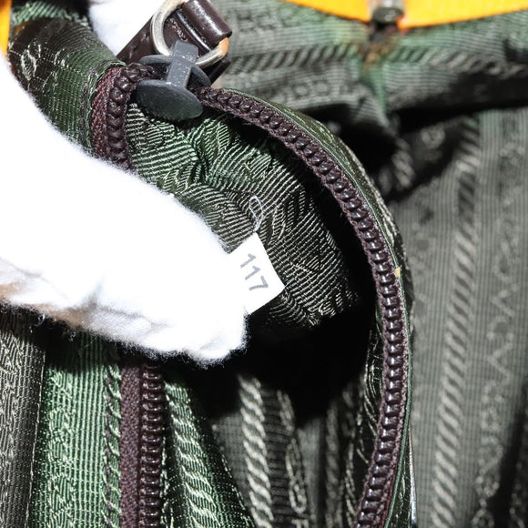 PRADA Hand Bag Canvas Yellow Brown Auth 154533