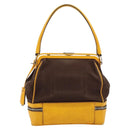 PRADA Hand Bag Canvas Yellow Brown Auth 154533-2