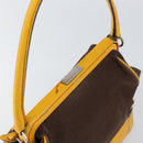 PRADA Hand Bag Canvas Yellow Brown Auth 154533-6
