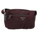 PRADA Shoulder Bag Nylon Bordeaux Silver Auth 154535-1
