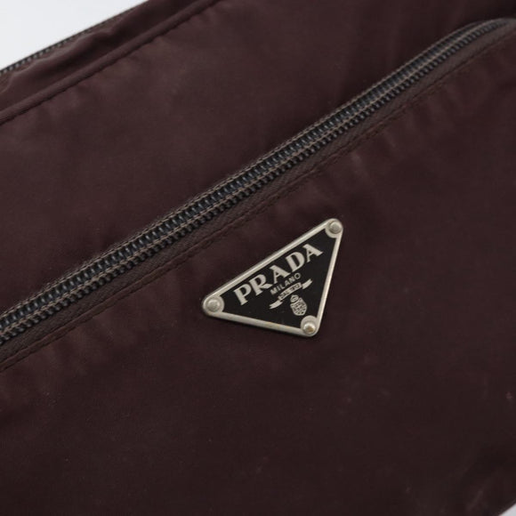 PRADA Shoulder Bag Nylon Bordeaux Silver Auth 154535