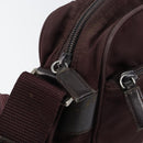 PRADA Shoulder Bag Nylon Bordeaux Silver Auth 154535-9