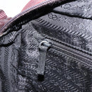 PRADA Shoulder Bag Nylon Bordeaux Silver Auth 154535-22