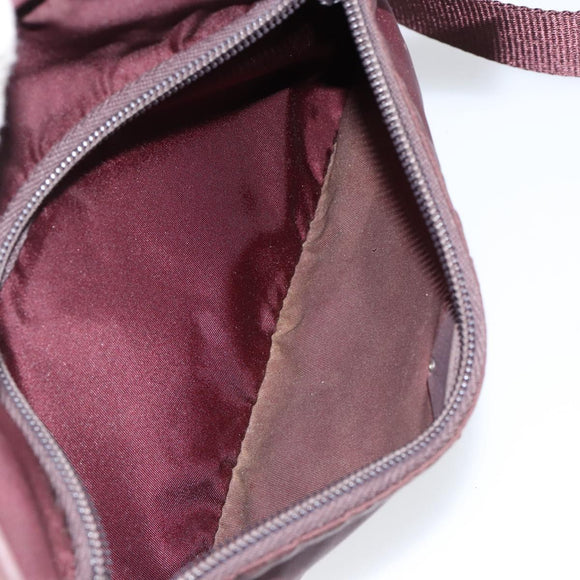 PRADA Shoulder Bag Nylon Bordeaux Silver Auth 154535