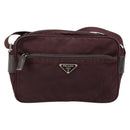 PRADA Shoulder Bag Nylon Bordeaux Silver Auth 154535-13