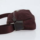 PRADA Shoulder Bag Nylon Bordeaux Silver Auth 154535-4