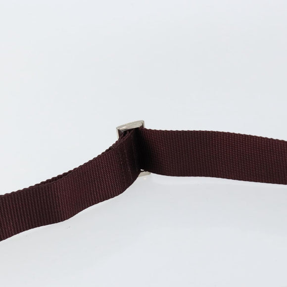 PRADA Shoulder Bag Nylon Bordeaux Silver Auth 154535